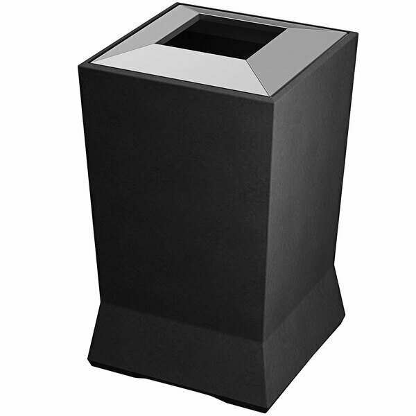 Commercial Zone CZ 724666 ModTec 39 Gallon Gunmetal Satin Square Waste Container with Stainless Steel Lid 278724666